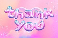 Thank you 3D word, gradient balloon in pink