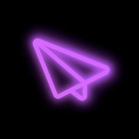 Paper plane icon, neon purple design