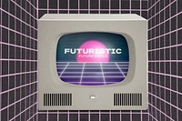 CRT TV editable mockup, retro future design psd