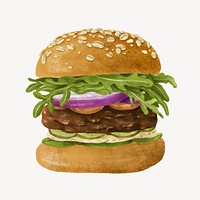 Homemade beef burger, fast food illustration vector