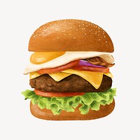 Egg-topped cheeseburger, fast food illustration vector