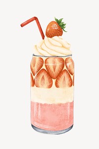 Strawberry parfait smoothie, drinks illustration vector