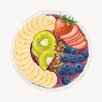 Blueberry acai bowl, healthy food illustration vector