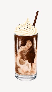Chocolate frappe, whip cream topping illustration vector