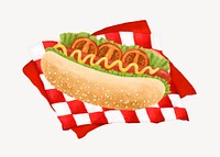 Hot dog basket, fast food illustration