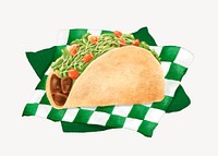 Soft taco basket, Mexican food illustration psd