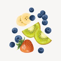 Smoothie ingredients, banana, blueberry, kiwi fruits vector