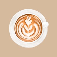 Latte art, hot coffee drinks illustration