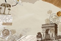 Vintage travel background, Ephemera mixed media