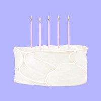 Vanilla birthday cake, dessert illustration psd