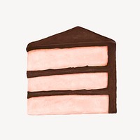 Chocolate cake slice, dessert, food illustration psd