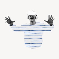 Man wearing VR, entertainment technology psd