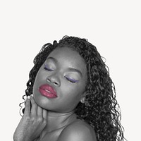 Beautiful African-American woman with pink lips