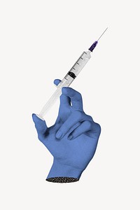 Hand holding syringe, medical image