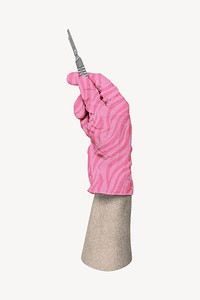 Hand holding surgical knife, medical image