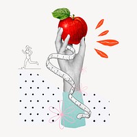 Healthy diet, hand holding apple remix