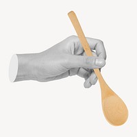 Hand holding wooden spoon