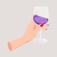 Woman holding wine glass drawing