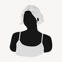 Black faceless woman, portrait illustration psd