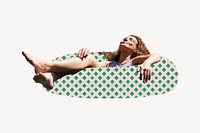 Woman sunbathing in swimming ring