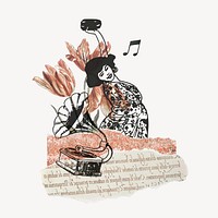 Music and woman ephemera remix illustration