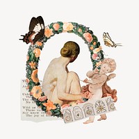 Vintage woman ephemera remix illustration