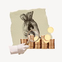 Money bag ephemera investment remix illustration