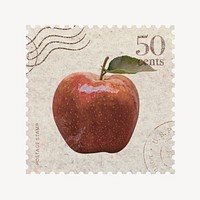 Apple postage stamp collage element psd