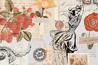 Vintage floral ephemera remix background