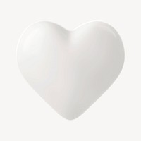 3D white heart, shape graphic psd