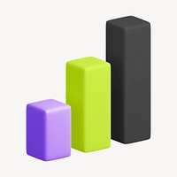 3D business bar chart, mathematical graphic psd