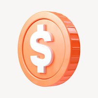 3D dollar sign coin, finance graphic psd