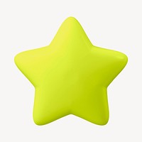 Green star, 3D rendering shape psd