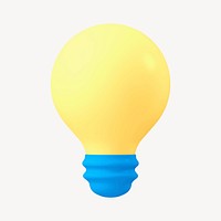 Light bulb, 3D icon, yellow   collage element psd