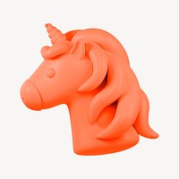 Orange unicorn 3D illustration psd