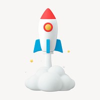 Launching rocket, 3D rendering  collage element psd