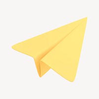 Yellow paper plane, 3D icon collage element psd