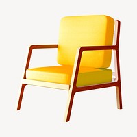 Yellow chair clipart, 3D graphic