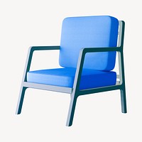 Blue chair clipart, 3D   collage element psd