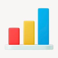 Bar chart 3D graph, colorful   collage element psd