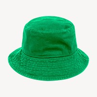 Green bucket hat, isolated fashion object  collage element psd