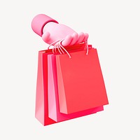 Holding shopping bag 3D object   collage element psd