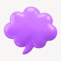 Purple thinking bubble 3D badge   collage element psd