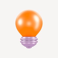 Light bulb, 3D icon, orange   collage element psd