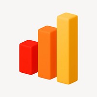 Bar chart 3D graph, orange   collage element psd