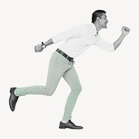 Businessman running, isolated success image psd