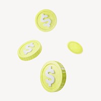 Falling gold coins, money, finance isolated image psd