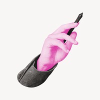 Businesswoman holding stylus, business collage element psd