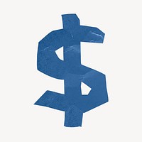 Dollar sign, blue paper texture element psd