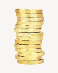 Stacked gold coins, money, finance isolated image psd